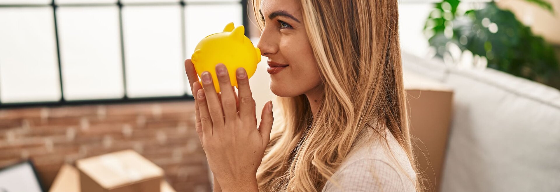 Frau mit Sparschwein